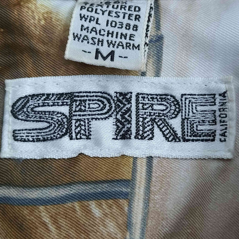 SPIRE フォトプリント 襟芯 サテンシャツ メンズ import:M