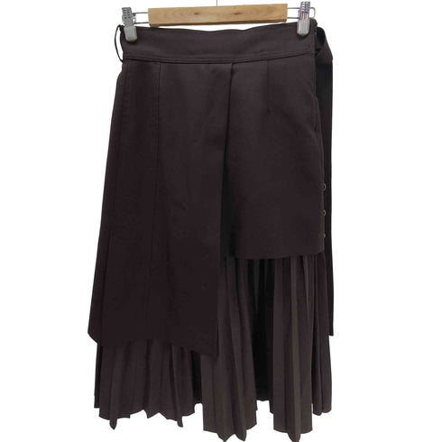 ステュディオス STUDIOUS ベルト付き アシンメトリー コンビ プリーツ スカート レディース JPN:2