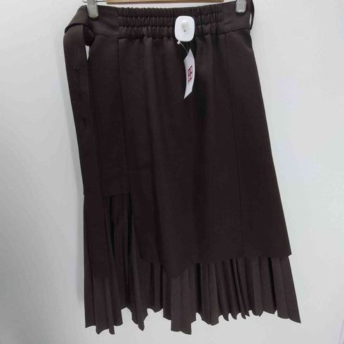 ステュディオス STUDIOUS ベルト付き アシンメトリー コンビ プリーツ スカート レディース JPN:2