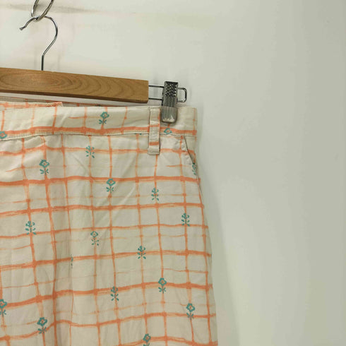 ネネット Ne-net 製品洗い加工 花柄 チェック ラップ イージー パンツ レディース JPN:2