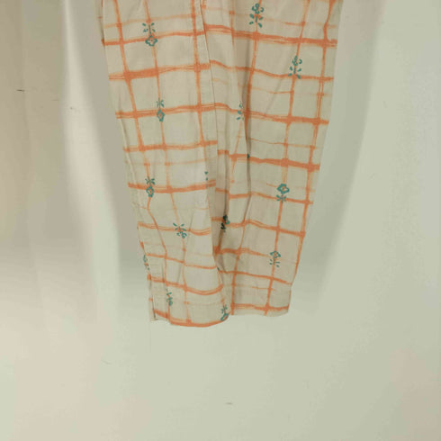 ネネット Ne-net 製品洗い加工 花柄 チェック ラップ イージー パンツ レディース JPN:2