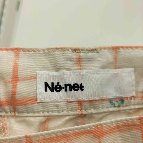 ネネット Ne-net 製品洗い加工 花柄 チェック ラップ イージー パンツ レディース JPN:2