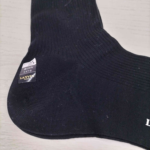 ランバン パリ LANVIN PARIS ロゴ刺繍 リブ ソックス 靴下 メンズ 25