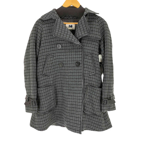 アクアスキュータム AQUASCUTUM レザーパイピング ガンクラブチェック ピーコート レディース