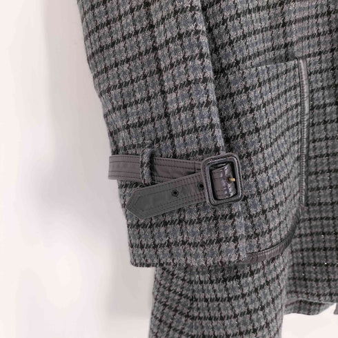 アクアスキュータム AQUASCUTUM レザーパイピング ガンクラブチェック ピーコート レディース