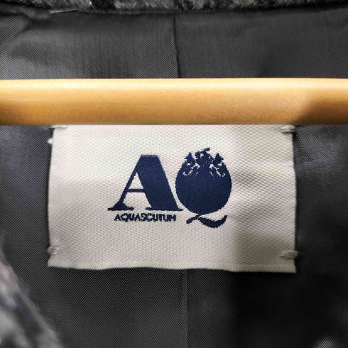 アクアスキュータム AQUASCUTUM レザーパイピング ガンクラブチェック ピーコート レディース