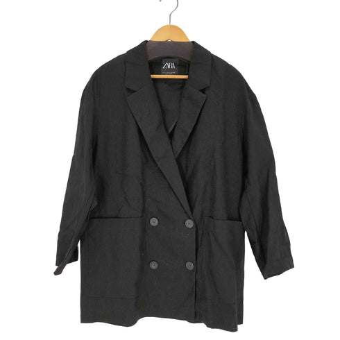 ザラ ZARA リネンコットン ダブルブレストブレザー レディース L-XL