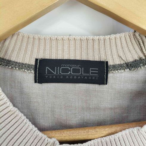 ムッシュ二コル MONSIEUR NICOLE 80~90S YUKIO KOBAYASHI 切替 リネンコットン ロングスリーブTシャツ メンズ