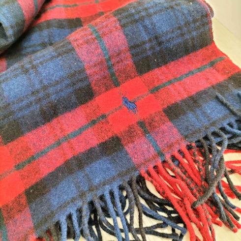 ラルフローレン RALPH LAUREN ウール100% 大判チェックマフラー メンズ