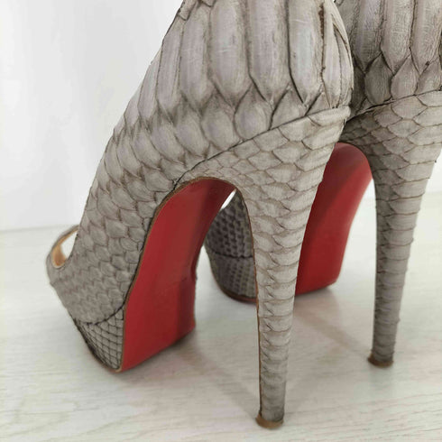クリスチャンルブタン CHRISTIAN LOUBOUTIN パイソン オープントゥヒールパンプス レディース EUR:38