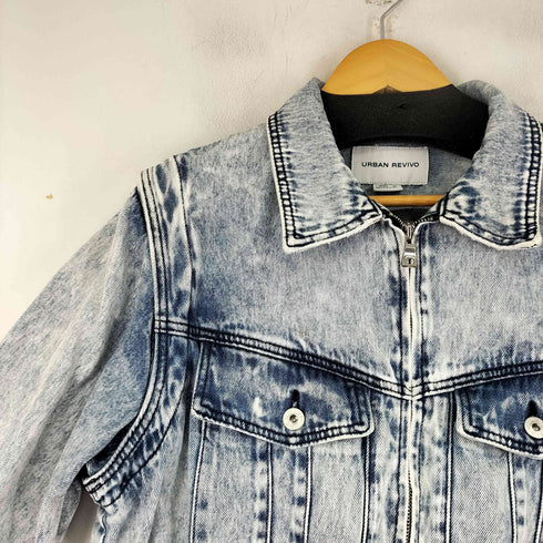アーバン レヴィヴォ URBAN REVIVO ジップアップデニムジャケット レディース import:L