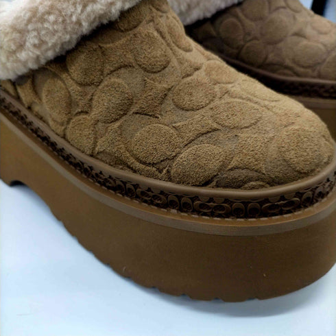 コーチ COACH 25AW Cecelia Clog セシリア クロッグ・シグネチャー スエード ショート ボア ブーツ 厚底 レディース JPN:22