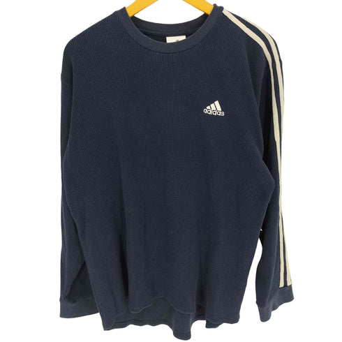 アディダス adidas トレフォイルロゴ スリーストライプ スリーブ ワッフル クルーネック L/S Tシャツ メンズ import:L