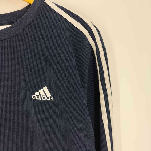 アディダス adidas トレフォイルロゴ スリーストライプ スリーブ ワッフル クルーネック L/S Tシャツ メンズ import:L