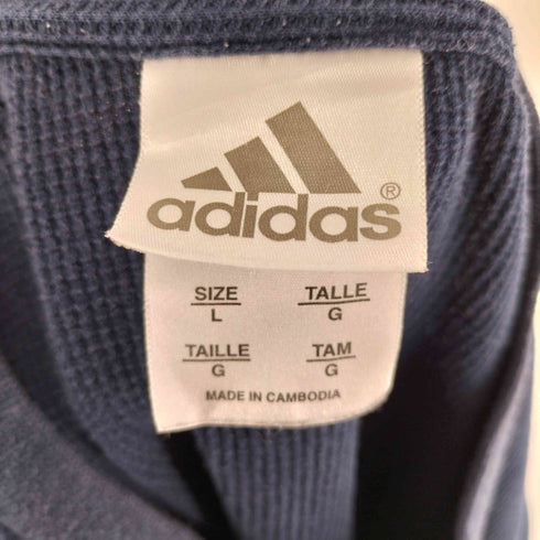 アディダス adidas トレフォイルロゴ スリーストライプ スリーブ ワッフル クルーネック L/S Tシャツ メンズ import:L