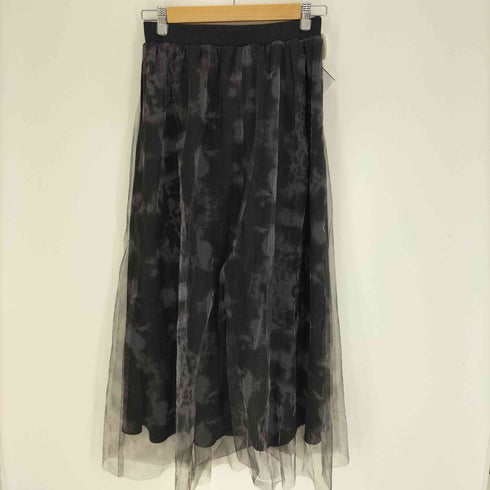 アンティカ antiqua アート柄 チュール スカート レディース F