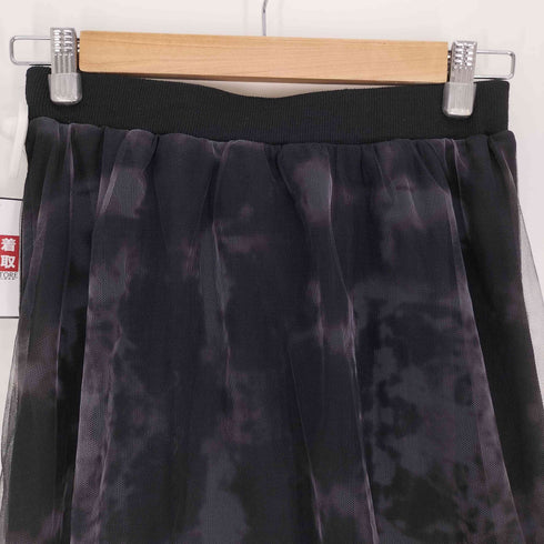 アンティカ antiqua アート柄 チュール スカート レディース F