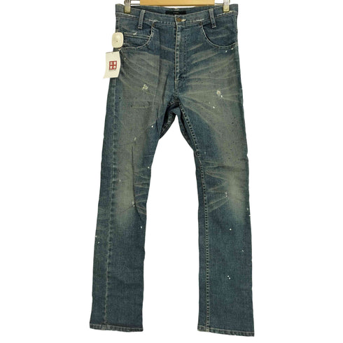 FADTHREE damageペイント加工 デニムテーパードパンツ メンズ