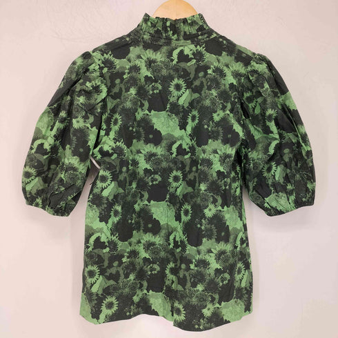 ガニー Ganni Printed Cotton High Ruffle Collar Blouse レディース