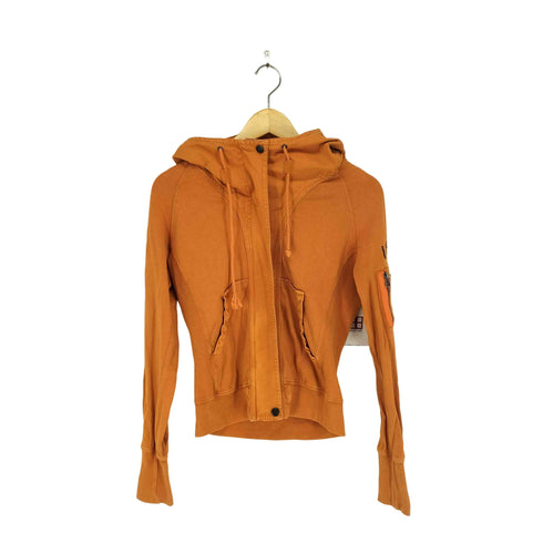 アヴィレックス AVIREX Y2K 短丈 異素材 ジップアップパーカー レディース S