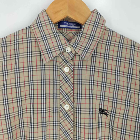 バーバリーブルーレーベル BURBERRY BLUE LABEL ロゴ刺繍 ノバチェック レギュラーカラーシャツ レディース EUR:38