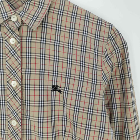バーバリーブルーレーベル BURBERRY BLUE LABEL ロゴ刺繍 ノバチェック レギュラーカラーシャツ レディース EUR:38