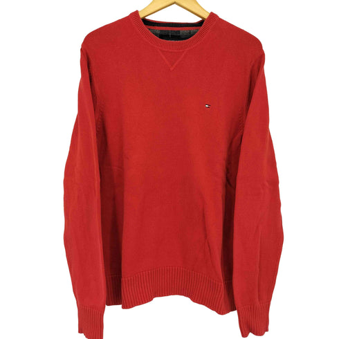 トミーヒルフィガー TOMMY HILFIGER ワンポイント刺繍 クルーネック L/S コットンニット メンズ import:M