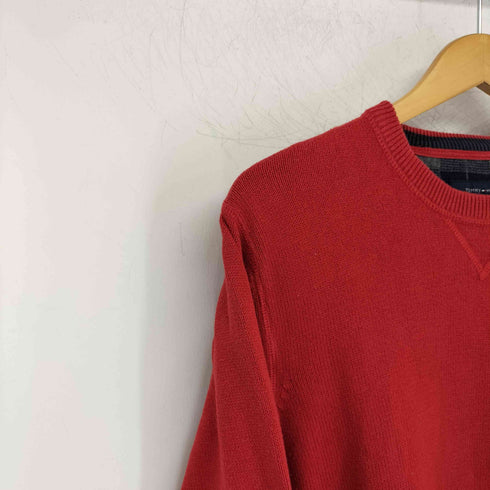 トミーヒルフィガー TOMMY HILFIGER ワンポイント刺繍 クルーネック L/S コットンニット メンズ import:M