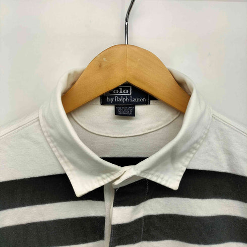 ポロバイラルフローレン Polo by RALPH LAUREN 90S ロゴ 刺繍 ボーダー ナンバリング ラガー シャツ メンズ import:L