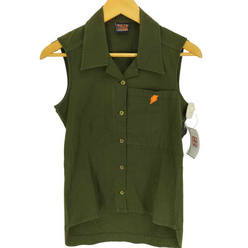 W<. 90S イタリア製 ユーロ Wild & Lethal Trash ワッペン ノースリーブ シャツ レディース import:S