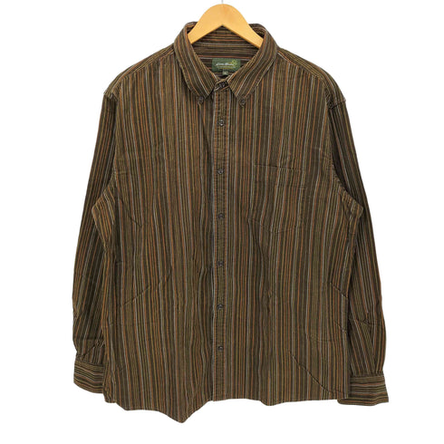 エディーバウアー Eddie Bauer プリント コーズ ストライプ L/S ボタンダウン コーデュロイ シャツ メンズ import:XL