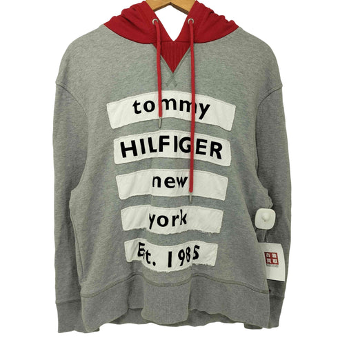 トミーヒルフィガー TOMMY HILFIGER ロゴパッチワーク バイカラー プルオーバーパーカー メンズ import:L