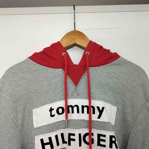 トミーヒルフィガー TOMMY HILFIGER ロゴパッチワーク バイカラー プルオーバーパーカー メンズ import:L