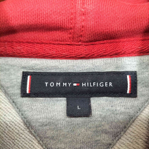 トミーヒルフィガー TOMMY HILFIGER ロゴパッチワーク バイカラー プルオーバーパーカー メンズ import:L