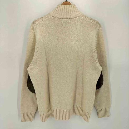 エディーバウアー Eddie Bauer レザー エルボーパッチ コットン ウール ハーフジップ プルオーバー ニット メンズ import:L