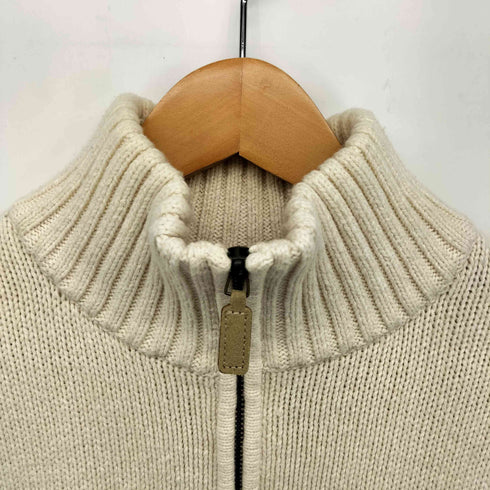 エディーバウアー Eddie Bauer レザー エルボーパッチ コットン ウール ハーフジップ プルオーバー ニット メンズ import:L