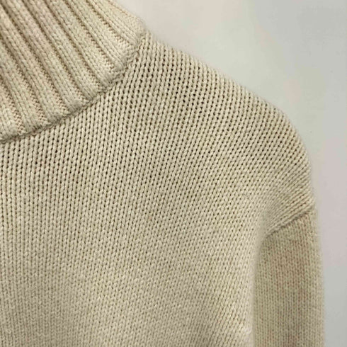 エディーバウアー Eddie Bauer レザー エルボーパッチ コットン ウール ハーフジップ プルオーバー ニット メンズ import:L