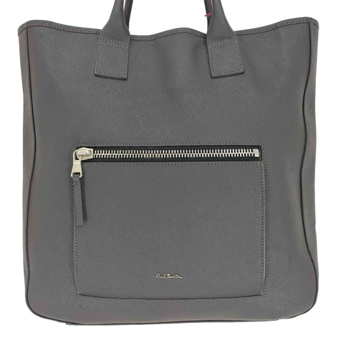 ポールスミス Paul Smith ロゴプレート ジップポケット レザー トートバック メンズ