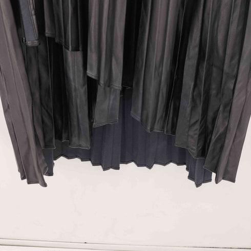 ハレ HARE プリーツ アシンメトリー レイヤード フェイクレザー スカート レディース FREE