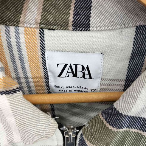 ザラ ZARA チェック柄 ジップアップ ブルゾンジャケット メンズ import:XL