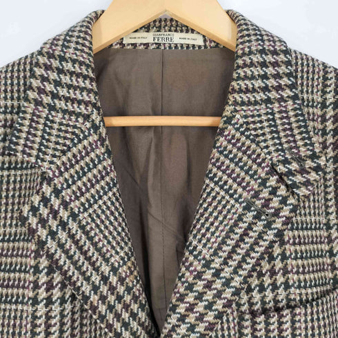 ジャンフランコフェレ GIANFRANCO FERRE イタリア製 ガンクラブチェック テーラードジャケット メンズ EUR:52