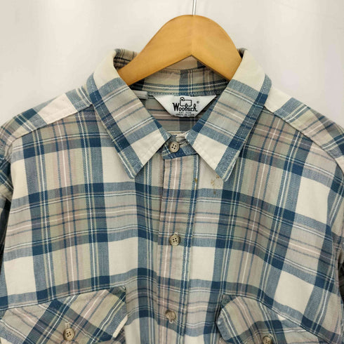 ウールリッチ WOOLRICH 80-90s USA製 三角 白タグ フラップポケット カットオフ チェック長袖シャツ メンズ XL