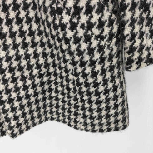 ズッカ ZUCCa 千鳥格子 ハウンドトゥース フロントボタン ウール ステンカラーコート レディース M