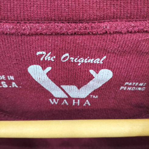 WAHA 90s USA製 Vガゼット ロゴ刺繍 背面プリント クルーネックスウェットトレーナー メンズ
