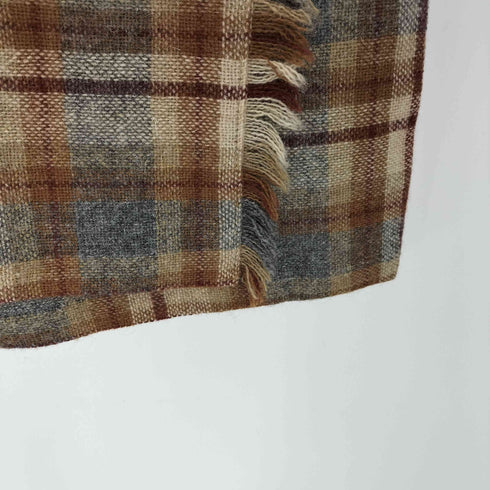 スキャパオブスコットランド Scapa OF SCOTLAND スコットランド製 グラデーションチェック フリンジ プリーツ レザーベルト ラップ 巻き スカート レディース 36