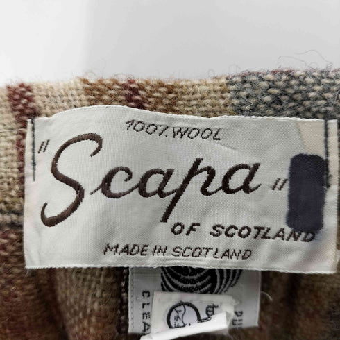 スキャパオブスコットランド Scapa OF SCOTLAND スコットランド製 グラデーションチェック フリンジ プリーツ レザーベルト ラップ 巻き スカート レディース 36