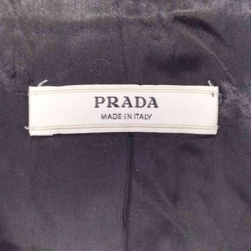プラダ PRADA シルク混 ロングコート ダブルボタン ボリュームネック レディース 38