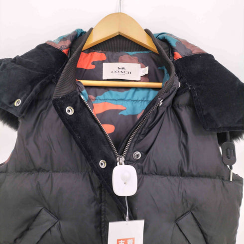 コーチ COACH 2way 裏地カモフラ ウールファー ダウンベスト レディース import:XS