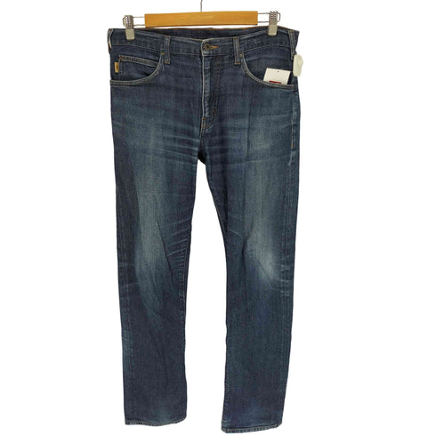 エンポリオアルマーニ EMPORIO ARMANI レザーパッチ ロゴパネル ジップフライ スリム デニム パンツ メンズ US:32-33