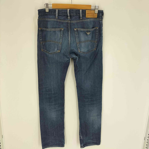 エンポリオアルマーニ EMPORIO ARMANI レザーパッチ ロゴパネル ジップフライ スリム デニム パンツ メンズ US:32-33